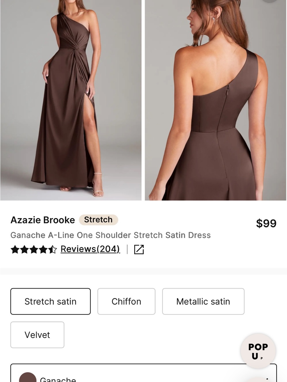 Azazie Ganache One-Shoulder A-Line Bridesmaid Dress